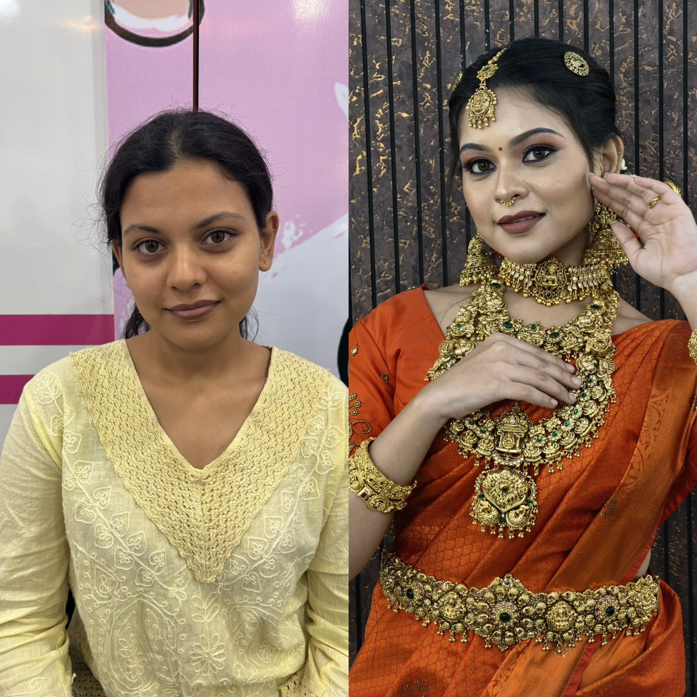 Before and after bridal makeover