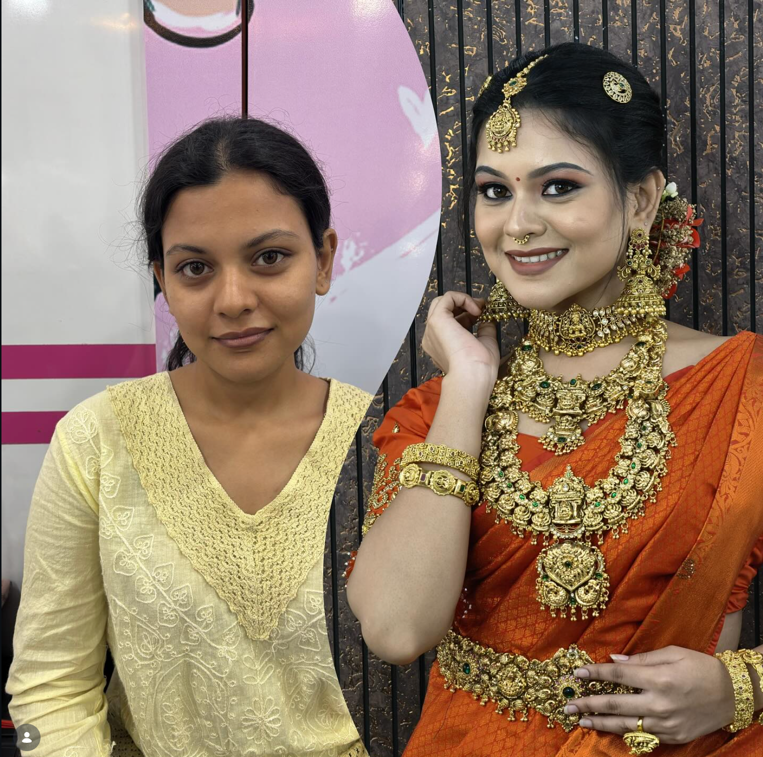 Before and after bridal makeup transformation by Saranya Mika Makeover